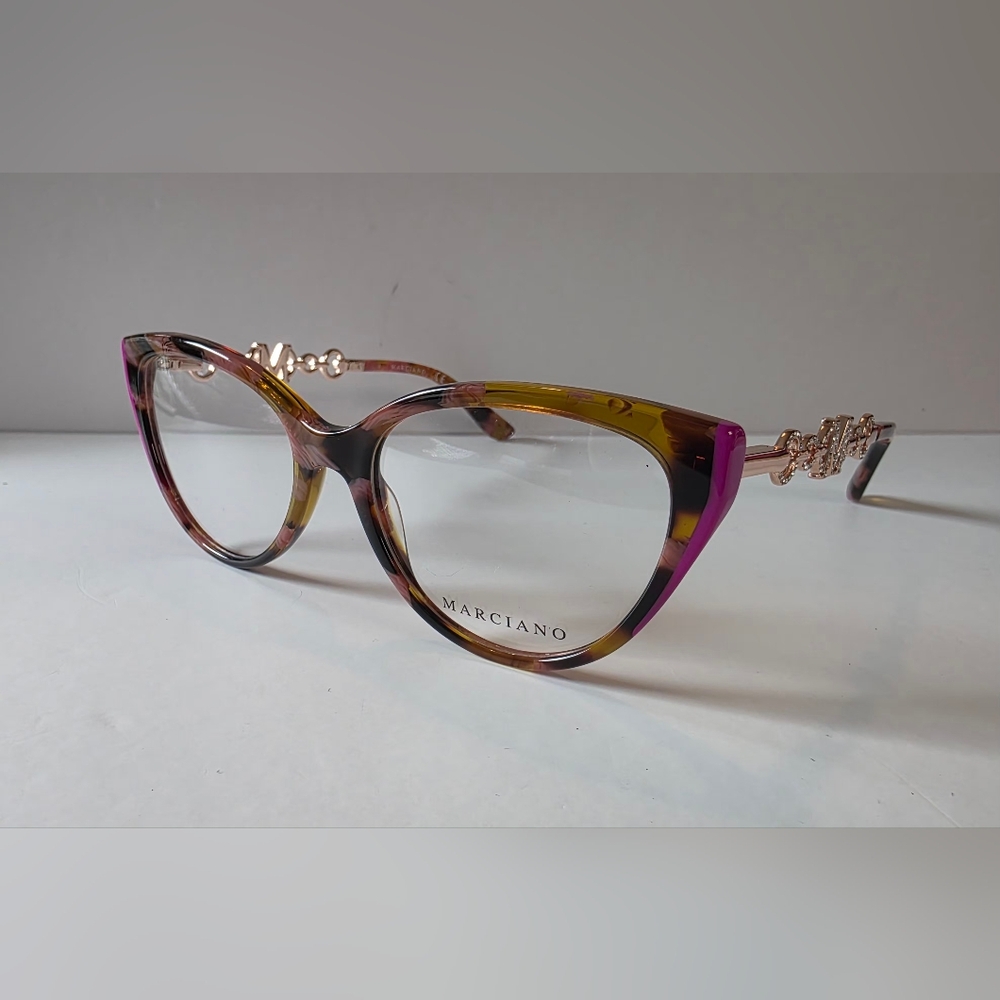 Marciano Guess Cat Eye Eyeglass Frames Tortoise Pink Rhinestone